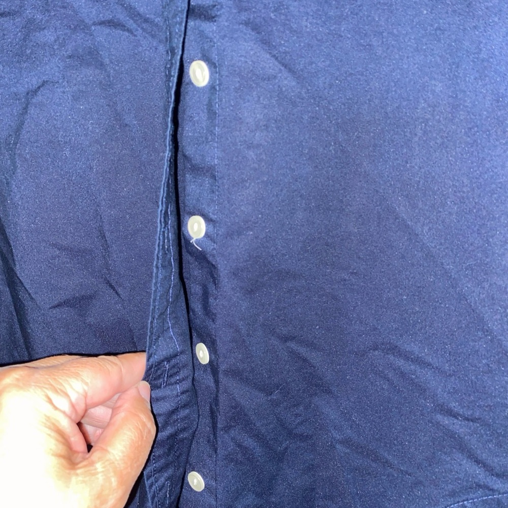 Elegant Navy Blue Shirt Dress - Picture 2 of 5